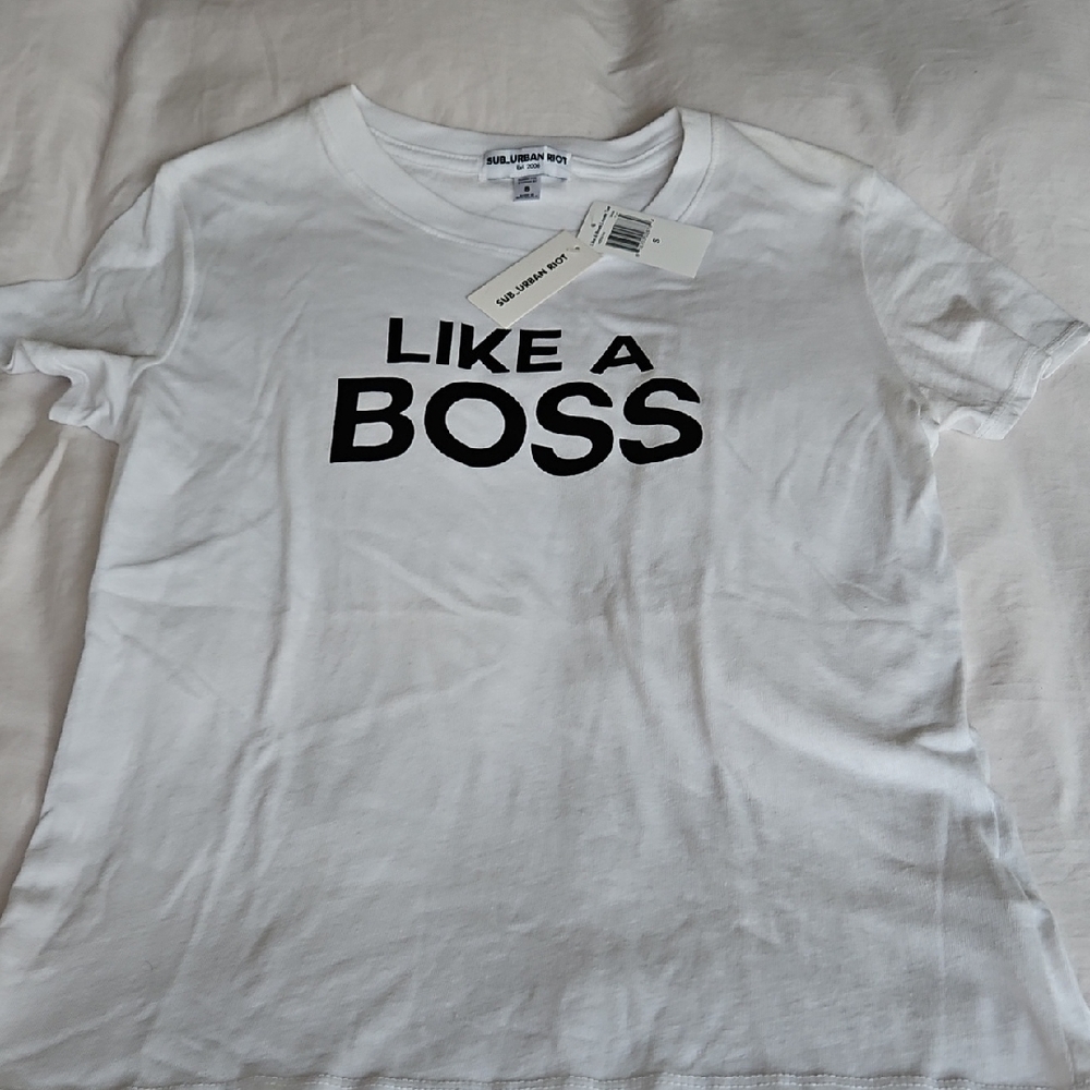 SUB_URBAN RIOT Like A Boss White T-Shirt.  Womens S